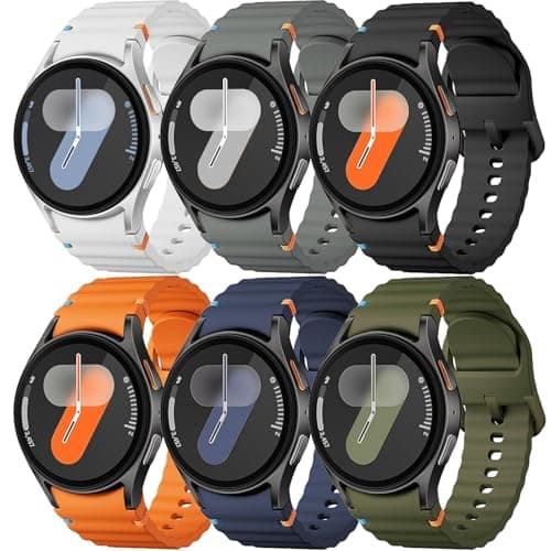 Sport Band for Samsung Galaxy Watch 7 Band 40mm 44mm,No Gap Soft Silicone Strap for Galaxy Watch 6 5 4 FE Band 40mm 44mm/Galaxy Watch 6/4 Classic 47mm 43mm 46mm 42mm/Watch 5 pro 45mm Men Women,6 Pack - Image 1