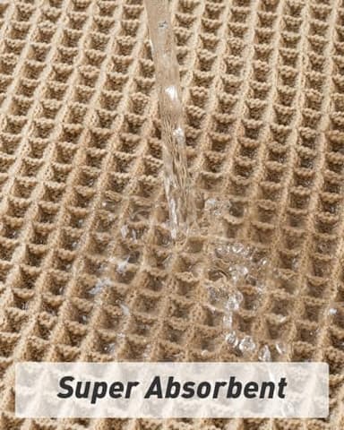 AMOAMI Upgraded Waffle Bath Mat, Super Absorbent Non Slip Bath Mats for Bathroom Floor, Machine Washable Bathroom Rugs with Tassels, Rubber Backed Bathroom Mats, Ultra Soft, 20" x 32", Brown - Image 3