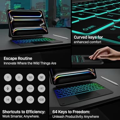 typecase Keyboard Case for iPad Pro 11-inch (M4) 2024 – Magic-Style Keyboard with Floating Magnetic Stand, Multi-Touch Trackpad & 11-Color Backlit, Pencil Holder, Black - Image 7