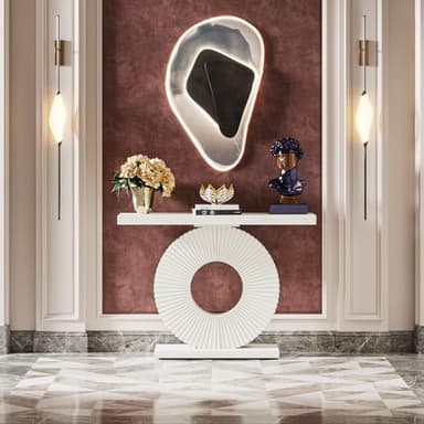 Tribesigns Modern Console Table with Geometric Base, 40 inch Wood Entryway Table Sofa Table Narrow Long, Contemporary Accent Table for Living Room, Entryway, Hallway - Image 3