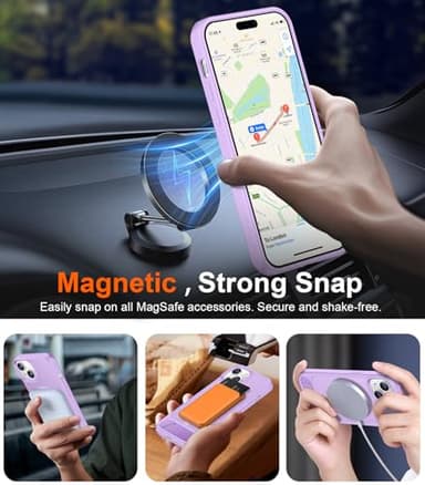 Temdan Magnetic Compatible with iPhone 15 Case, [Built-in Invisible Kickstand][Compatible with MagSafe] [Military Grade Shockproof] Slim Translucent Matte Phone Case for iPhone 15 6.1" - Image 5