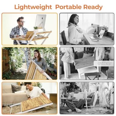GreenForest Portable Small Desk No Assembly, 2-Tier Compact Computer Desk with Shelf, Space Saving Foldable Table for Home Office, Bedroom or Apartment, Portable Collapsible Sturdy Laptop Desk, Oak - Image 8