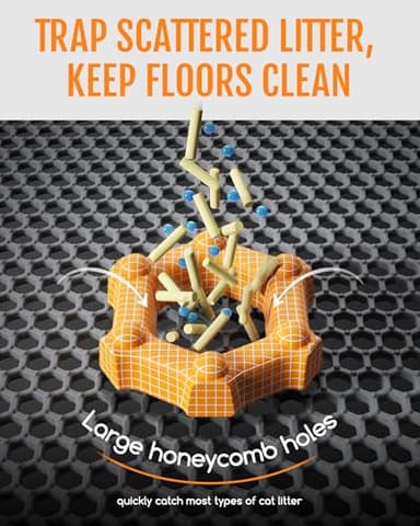 Powools Cat Litter Mat - 46" x 35" Jumbo Litter Box Mat with Double Layers, Urine-Proof and Non-Slip Litter Trapping Mat, Easy to Clean Kitty Litter Mats for Floor, Scatter Control, Grey - Image 6