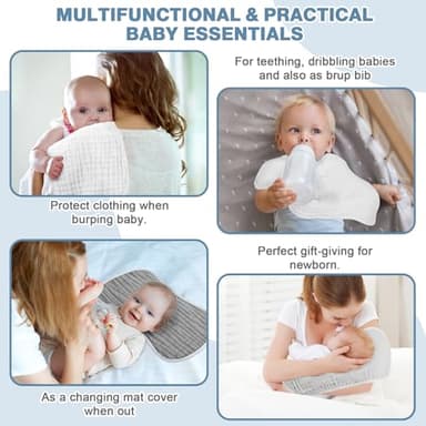 MUKIN Baby Muslin Burp Cloth Set of 6, Ultra Soft Absorbent Thick Cotton Burping Cloths for Unisex Newborn Babies, 20'' by 10'' Neutral Milk Spit Up Rags Boys Girls - Baby Must Haves. (Gradient Grey) - Image 4