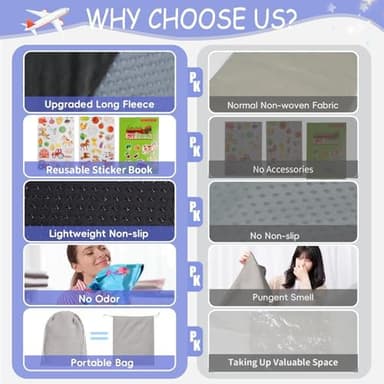 Airplane Bed for Toddler with Blanket, Airplane Seat Extender for Kids, Baby Airplane Travel Essentials, Grey - Image 4