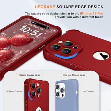ORETECH for iPhone 15 Pro Case, with [2 x Screen Protectors] [15 Ft Military Grade Drop Test] [Camera Protection] 360° Full Body Shockproof Slim Thin Phone Case iPhone 15 Pro Cover 6.1" Red - Image 2