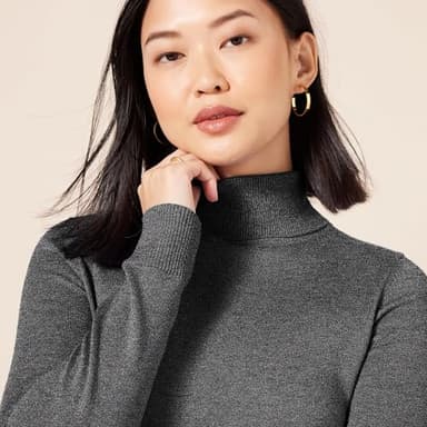 Amazon Essentials Women's Classic-Fit Lightweight Long-Sleeve Turtleneck Sweater (Available in Plus Size), Charcoal Heather, X-Large - Image 4