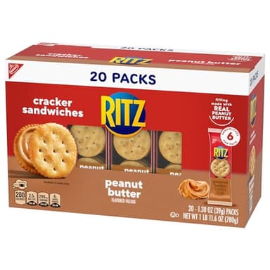 RITZ Peanut Butter Sandwich Crackers, Lunch Snacks, 20 Snack Packs (6 Crackers Per Pack) - Image 13