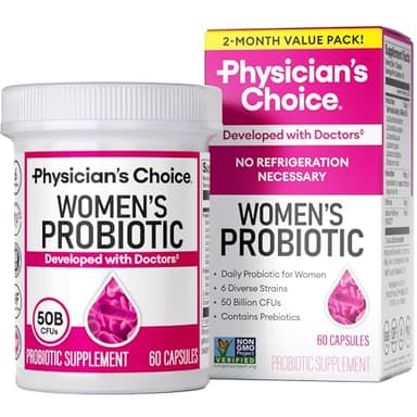 Physician's Choice Probiotics - PH Balance, Digestive, UT, & Feminine Health - 50 Billion CFU - 6 Unique Strains for Women - Organic Prebiotics, Cranberry Extract+ - Probiotic - 60 CT - Image 1
