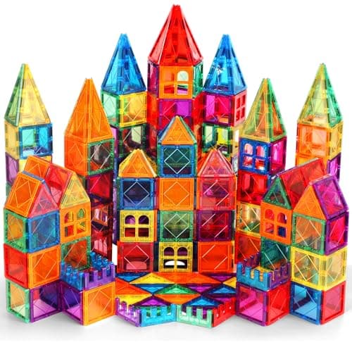 Mruikeny 100PCS Magnetic Tiles Kids Toys - Magnetic Building Blocks STEM Magnet Building Set Preschool Learning Magnet Toys for Kids Ages 3-5 4-8, Sensory Montessori Toy for Toddlers 3+ Year Old - Image 1