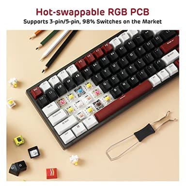 RK ROYAL KLUDGE RK84 RGB Limited Ed, 75% Triple Mode BT5.0/2.4G/USB-C Hot Swappable Mechanical Keyboard, 84 Keys Wireless Gaming Keyboard, RK Yellow Switch, Americano Black - Image 5