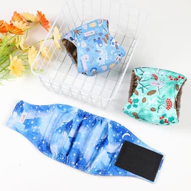 Reusable Dog Diapers Male 3 Pack, Premium Washable Belly Bands for Male Dogs, High Absorbing Large Male Dog Wraps for Doggie & Puppy in Incontinence or Excitable Urination and Training Star Star L - Image 3