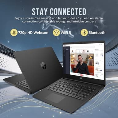 HP Stream 14" HD BrightView Laptop, Intel Celeron N4120, 16GB RAM, 416GB Storage (128GB eMMC + 288GB Docking Station Set), Intel UHD Graphics, 720p Camera, Wi-Fi, 1 Year Office 365, Win 11 S, Black - Image 6