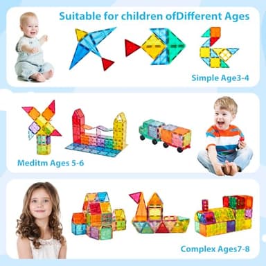 Anbalulu Magnetic Building Tiles, 134PCS Large Magnet Building Set,Magnetic Blocks, 3D STEM Stacking Toys, Magnets Toy for Kids Boys Girls - Image 3
