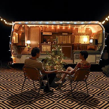 Ridota Reversible Mats, Outdoor Patio Rugs, Plastic Straw Rug, Modern Area Rug, Floor Mat for Outdoors, RV, Patio, Backyard, Deck, Picnic, Beach, Trailer, Camping (Diamond Black & Brown, 5' x 8') - Image 5