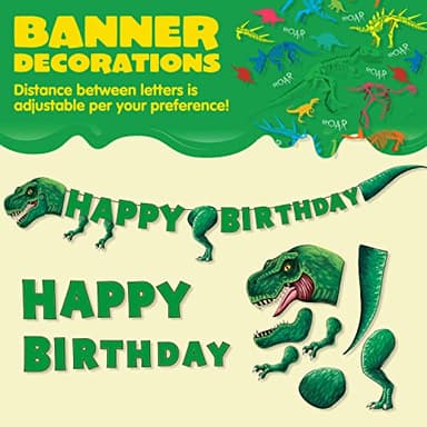 JOYIN 145 Piece Dinosaur Birthday Party Supplies with Trex Banner, 24 Serves dinosaur Disposable Tableware Set with Plates, Cups, Napkins, and Cutlery Sets for Dinosaur Themes Party Kids Years - Image 5