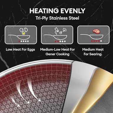 COOKER KING Stainless Steel Cookware Set, Pots and Pans Set Non Stick, Hybrid Ceramic Cookware, Frying Pans, Saucepans & Stock Pot with Glass Lid, Non-Toxic, Oven Safe, Induction Compatible - Image 3