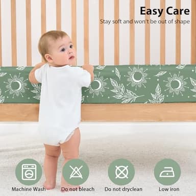 FIEMOL Baby Crib Sheets for Boys and Girls, 3 Pack Fitted Toddler Bed Sheets Neutral for 52”x28” Standard Crib and Toddler Mattresses, Super Soft Microfiber Green Starry Sky - Image 7