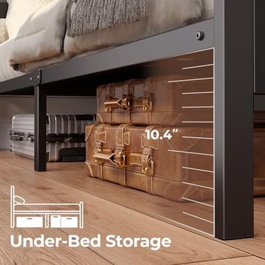 Rolanstar Twin Bed Frame with Headboard, LED Bed with Bookcase Storage and Charging Station, Metal Platform Bed with Glass Shelves, No Box Spring Needed, Noise-Free, Black - Image 6