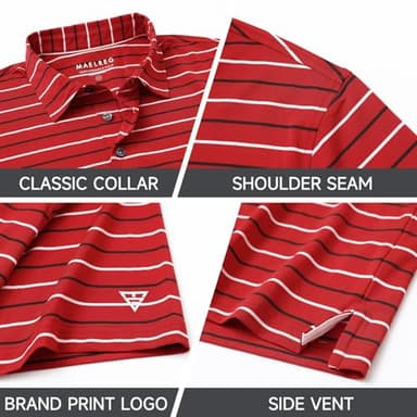 M MAELREG Golf Dry Fit Polo Shirts for Men Casual Collared Moisture Wicking Stylish Striped Golf Shirts for Men - Image 4