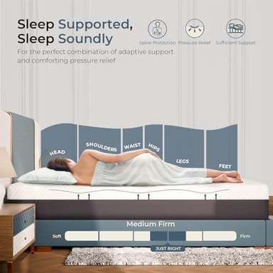 HEIM NEST Full Mattress, 12 Inch Gel & Air-Cooling Memory Foam Mattress for Pressure Relief, Medium Firm Full Size in a Box with Cooling Cover for Conforming Support and Restful Sleep - Image 3