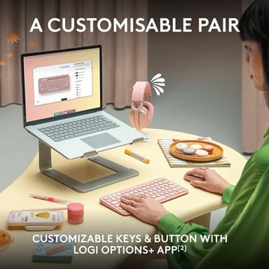 Logitech Pebble 2 Combo, Wireless Keyboard and Mouse, Quiet and Portable, Customizable, Logi Bolt, Bluetooth, Easy-Switch for Windows, macOS, iPadOS, Chrome - Black - Image 4