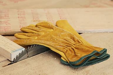 OZERO Leather Work Gloves Flex Grip Tough Cowhide Gardening Glove for Wood Cutting/Construction/Truck Driving/Garden/Yard Working for Men and Women 1 Pair (Gold,X-Large) - Image 8