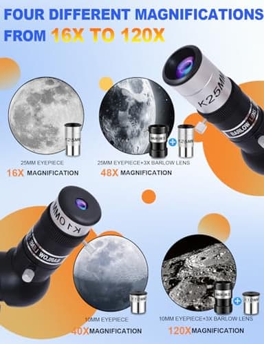 Uonol Telescope for Adults High Powered 70mm Aperture 400mm(16X-120X),Refractor Telescopes for Astronomy Beginners with Tripod,Phone Adapter,Carry Bag - Image 9