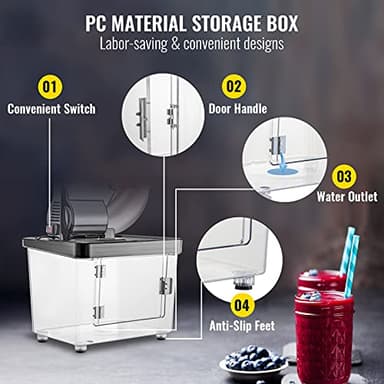 VEVOR 110V Commercial Ice Crusher 661LBS/H, ETL Approved 300W Electric Snow Cone Machine with Dual Blades, Stainless Steel Shaved Ice Machine with Safety On/Off Switch for Family, Restaurants, Bars - Image 5