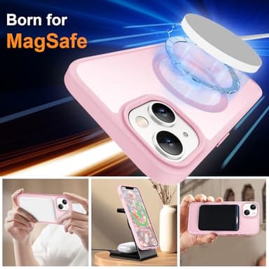 ORETECH Magnetic for iPhone 14 Case, [Compatible with Mag-Safe][2 Pcs Screen Protectors][15 FT Drop Protection], Frosted Translucent Shockproof Protective Phone Case for iPhone 14 Cover, Light Pink - Image 2