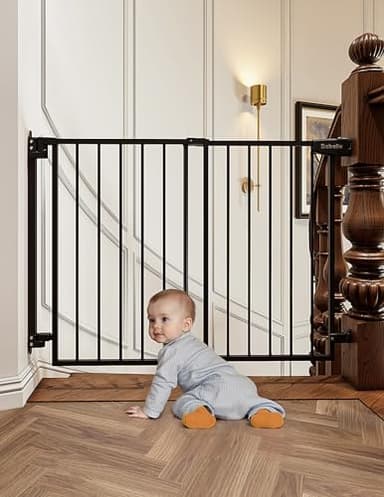Babelio 29.7-46.5" No Bottom Bar Baby/Dog Gate for Stairs, House and Doorways, Auto Close Safety Pet Gates with Large Walk Thru Door, Hardware Mount, Black - Image 7