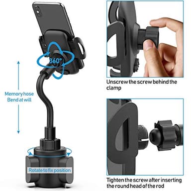 Phone Holders for Your Car, Cup Holder Phone Mount, Universal Adjustable Gooseneck Cup Holder Cradle Car Mount for iPhone 16/15/14/13/12/11/Pro Max/X/Xs/XsMax/8/8Plus,Samsung,Huawei,LG, Sony(Black) - Image 4