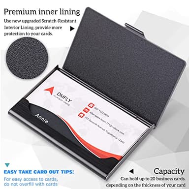DMFLY Slim Business Card Case for Men & Women, Pocket Metal Case, Professional Stainless Steel Business Card Holders, Purse Name Card Holder, Buckle Style Shut, Black - Image 2