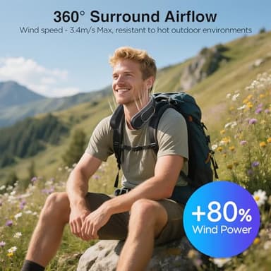 Hotsales Neck Fan, Hands Free Bladeless Neck Fans Portable Rechargeable, 6000 mAh Battery Operated Wearable Personal Fan, Cooling Neck Fan, 3 Speeds, USB Fan Gifts for Men, Women, Travel, Outdoor - Image 6