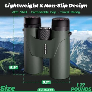 12x42 HD Binoculars for Adults High Powered - Waterproof BAK4 Prism Binoculars for Bird Watching, Hunting, Travel, Hiking & Opera - Super Bright Lightweight Binocular (Green) - Image 3