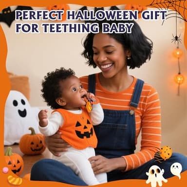 Halloween Baby Teether,Baby Teething Toys Boo Basket Stuffers,Pumkin & Bat Teether for Babies 3-6 6-12 Months, BPA-Free Teething Relief Toy First Halloween Christmas Gift for Infants,Girls,Boys - Image 7