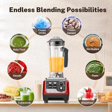 MAGETANG Smoothie Blender 1800W Powerful Blenders for Kitchen 70 Oz Large Capacity and BPA-Free Containers with To-Go Cup Countertop Blender for Smoothies, Ice Crushing & Frozen Drinks Red - Image 4