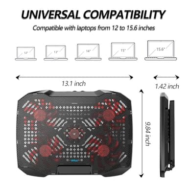 AIMIUZI Laptop Cooling Pad for Computer Laptop Cooler for 12-15.6 Inch Notebooks, Laptop Cooling Stand with 5 Quiet Fans, 5 Height Adjustable,2 USB Ports, Phone Stand - Image 7