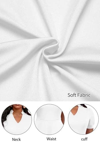 MarryUP White Dress Women Vintage Puff Sleeve V Neck Casual Semi-Formal Cocktail Party A-Line Swing Church Dress White 2XL - Image 6