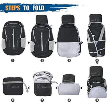 ZOMAKE Ultra Lightweight Packable Backpack 25L, Foldable Hiking Backpacks Water Resistant Small Folding Daypack for Travel(Black) - Image 6