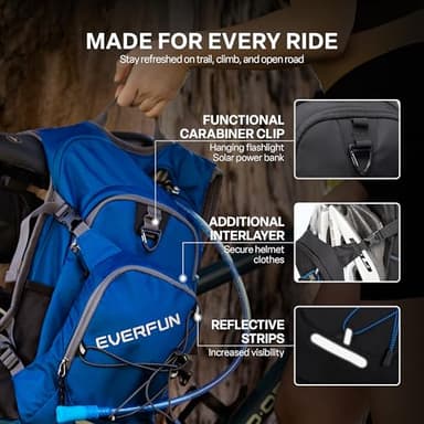 EVERFUN Insulated Hydration Backpack 18L Water Backpack with 2L Bladder, Hydro Pack Daypack with Rain Cover for Women Men Hiking, Cycling, Running, Festivals - Image 6