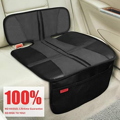 Kaiphy Car Seat Protector - Seat Protection Mat - Thick Padding - Durable, Waterproof Fabric, Leather Reinforced Corners & 3 Pockets for Handy Storage Black - Image 7