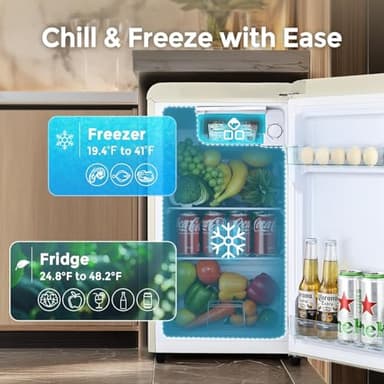 Compact Single Door Refrigerator with Freezer, 2.7 Cu.Ft Mini Fridge for Kitchen, Apartment, Dorm, RV – Adjustable Shelves, Quiet Operation, R600a Cooling Technology (Cream, 2.7) - Image 5