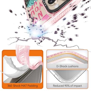 Rosarnnah Compatible for iPhone 16 Pro Max Case Cute - Durable Shockproof 6.6 ft Drop Impact Phone Case - Glitter Pink Funny Skeleton Design for iPhone 16 Pro Max 6.9" - Image 2