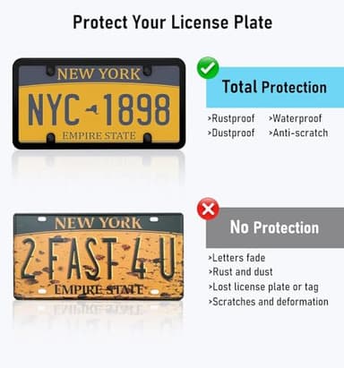 Tsuytna License Plate Cover-2 Pack License Plate Protector Clear License Plate Frame with Screw Caps Cover Kit for American Standard Cars AAAA - Image 6