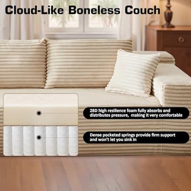 106" Cloud Sectional Couch with Chaise Lounge,L Shaped Modular Modern Sofa,Comfy Corduroy Fluffy Couches with Deep Seat,No Assembly Required Couch for Living Room(Left,Plush Corduroy,Beige) - Image 7