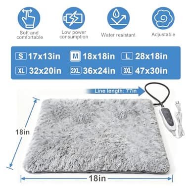 GOLOPET Cat Heating Pad 18x18 in with Smart Thermostat Switch and Power Line Protection Tube,Obtained MET and UL Dual Certification,Waterproof Pet Heating Pad for Cats, with Long Velvet Cloth Cover - Image 2