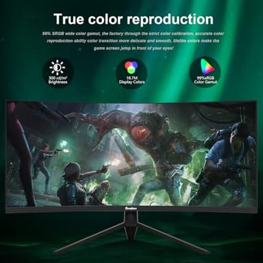 Sealan 34 Inch Curved Gaming Monitor 165Hz,3440x1440 21:9 UWQHD, 1ms(MPRT),1500R, PIP/PBP,HDR400, 99% sRGB,300nits, FreeSync, HDMI2.0(TMDS) x2,DP1.4 x2, Eye Care, VESA(100 * 100mm) ﻿ - Image 4