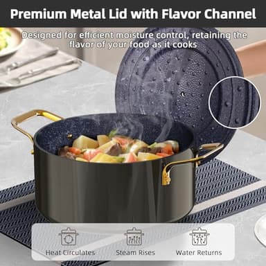 Nuwave Lux LE 13-Pc Cookware Set with Elegant Gold Handle, Diamond Infused Ceramic Non-Stick, PFAS Free, Premium Metal Lids, Ergonomic Stay-Cool Handles, Induction Ready & Compatible w/All Cooktops - Image 4