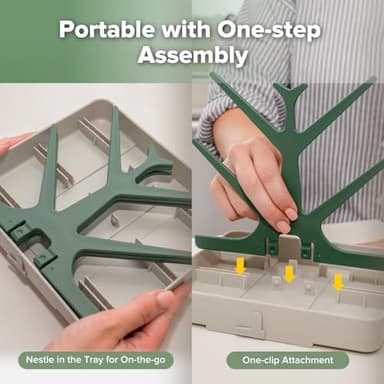 haakaa Baby Bottle Drying Rack, Space Saving Bottle Drying Tree for Bottles/Pump Parts/Pacifiers and Other Baby Essentials, Easy-Store Dryer Rack Great for Home & Travel, BPA Free (Forest Green) - Image 3